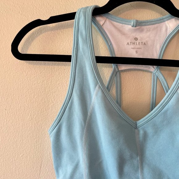 🔥 Athleta | Sky Blue Compressive Racerback Workout/Running Tank Top Sz Small - Picture 2 of 7